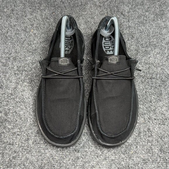 Hey Dude Wendy Slip Resistant Work Shoes Women's 9 Black Canvas Slip On Snekers - Picture 3 of 11